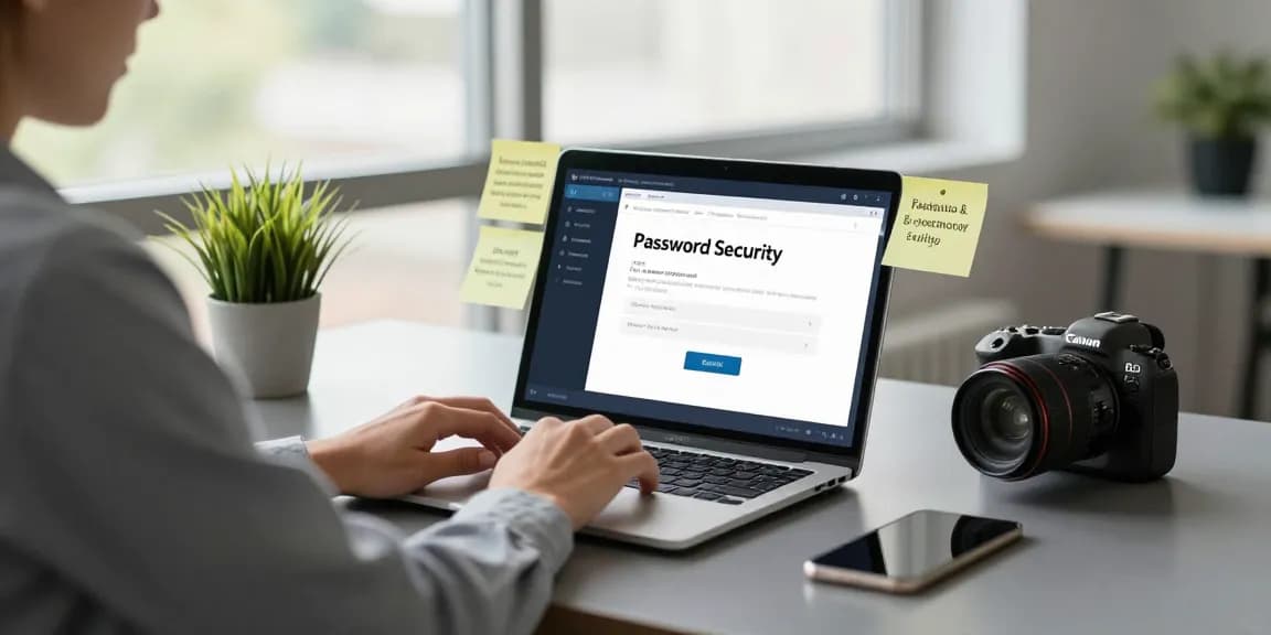 Secure password entry process for 강남토닥이 on a modern office desk