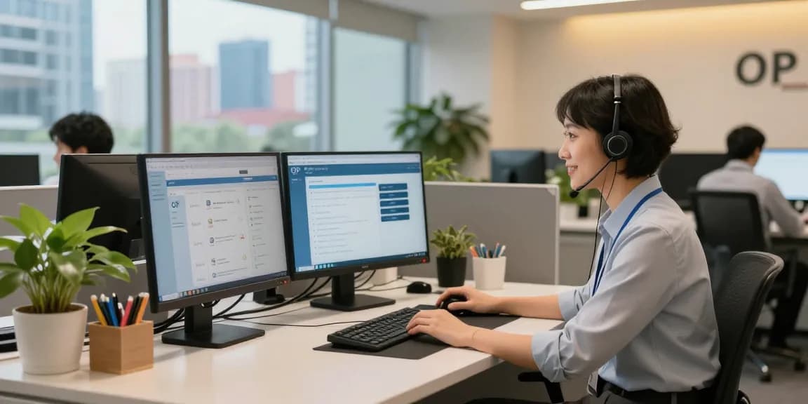 Professional 상담 서비스 at 한국오피, showcasing friendly advisors and modern office setting.