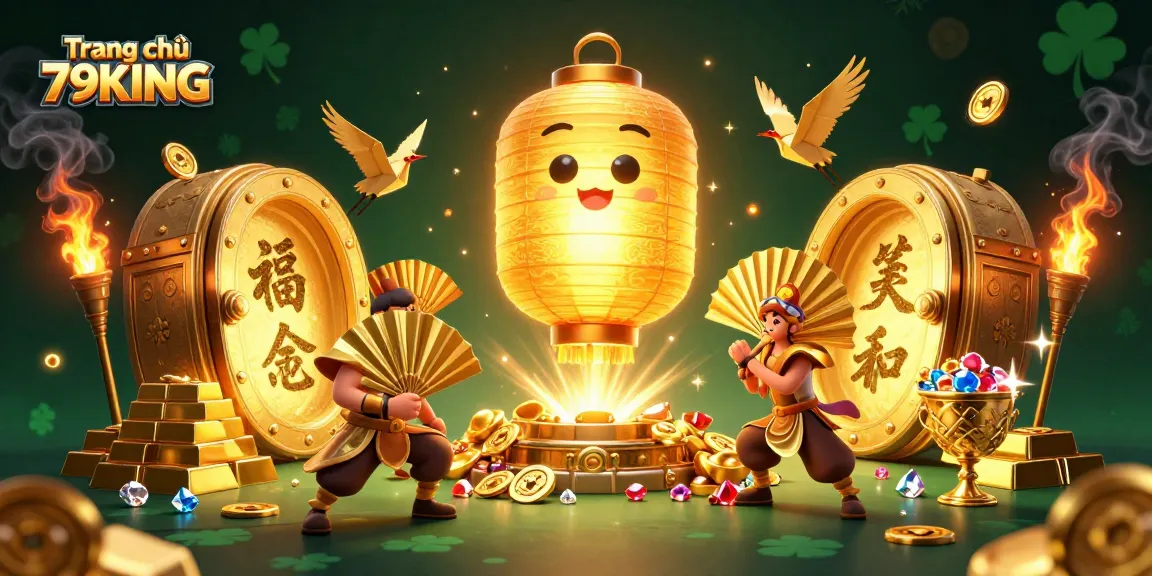 Enhance your gaming experience at Trang chủ 79KING with vibrant luck symbols and treasures in this stunning 3D illustration.