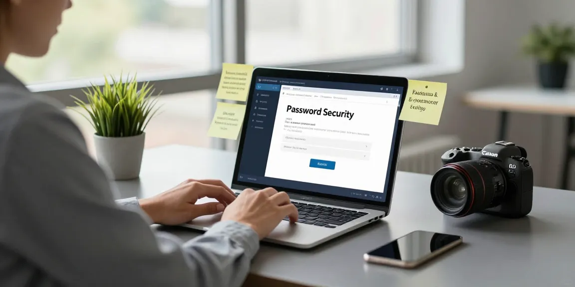 Secure password entry process for 강남토닥이 on a modern office desk