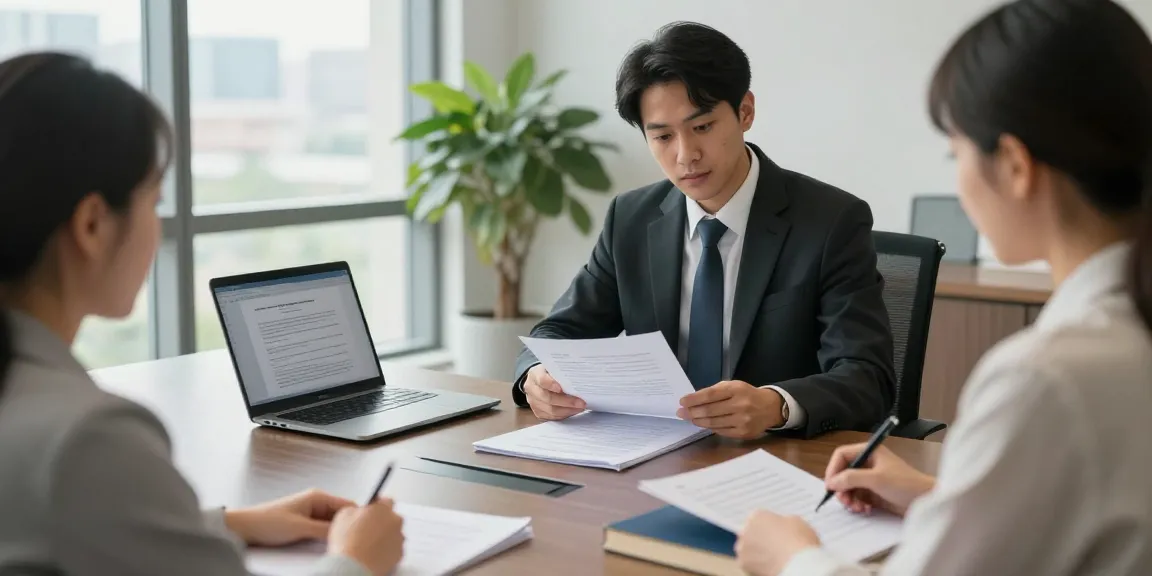 Client meeting with a lawyer representing you could look here in a polished office setting.