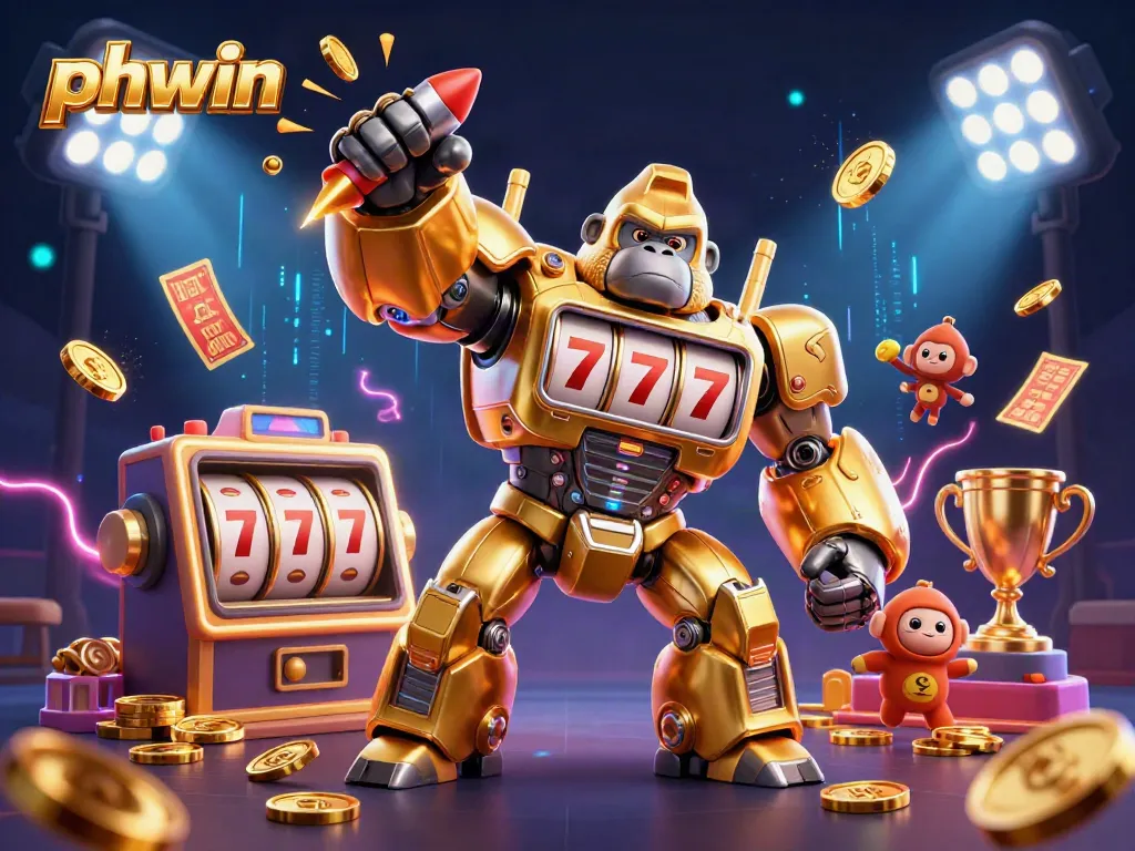 Experience thrilling gains with phwin's dynamic slot machine gorilla mech and rich casino elements.