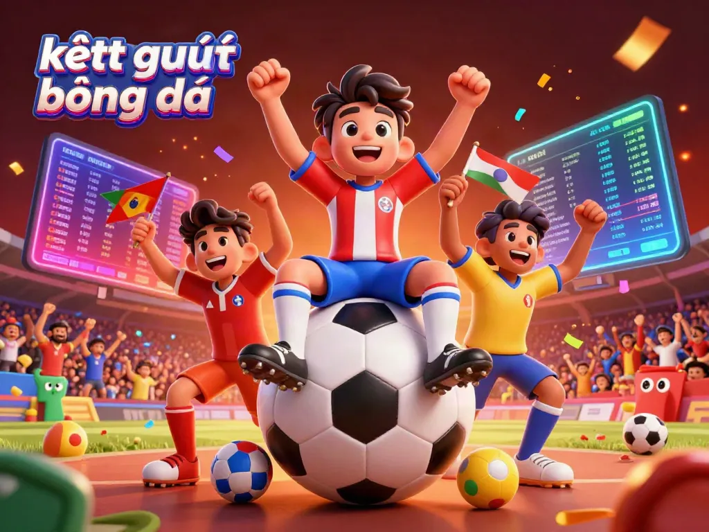 Cheer and celebrate kết quả bóng đá in lively soccer fan scene with dynamic score updates.