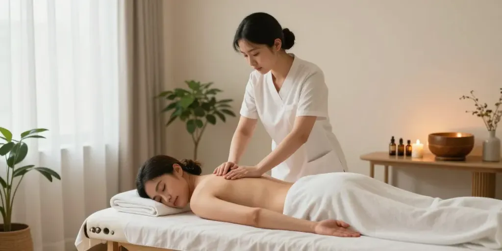 부천출장안마 relaxing massage therapy in a serene spa setting