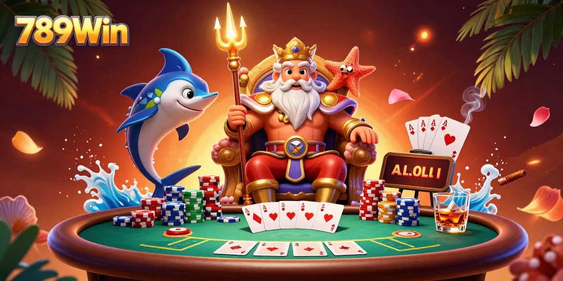 Experience thrilling poker action with 789Win's charismatic Neptune and vibrant gaming elements.