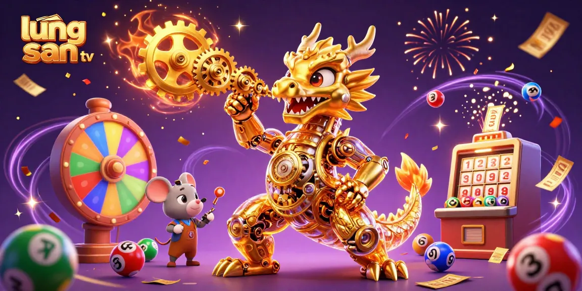 Lương Sơn TV offers vibrant gambling dynamics featuring colorful lottery balls and a fantasy golden dragon in 3D.