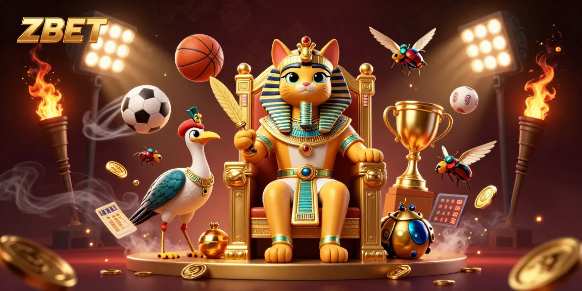 ZBET offers an exhilarating experience with Egyptian pharaoh cat and dynamic sports elements.