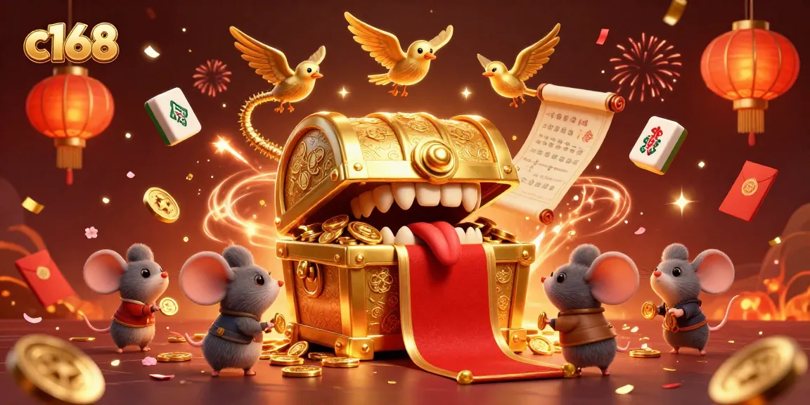Experience the excitement at c168 with a stunning treasure chest illustration luring in adventure seekers.