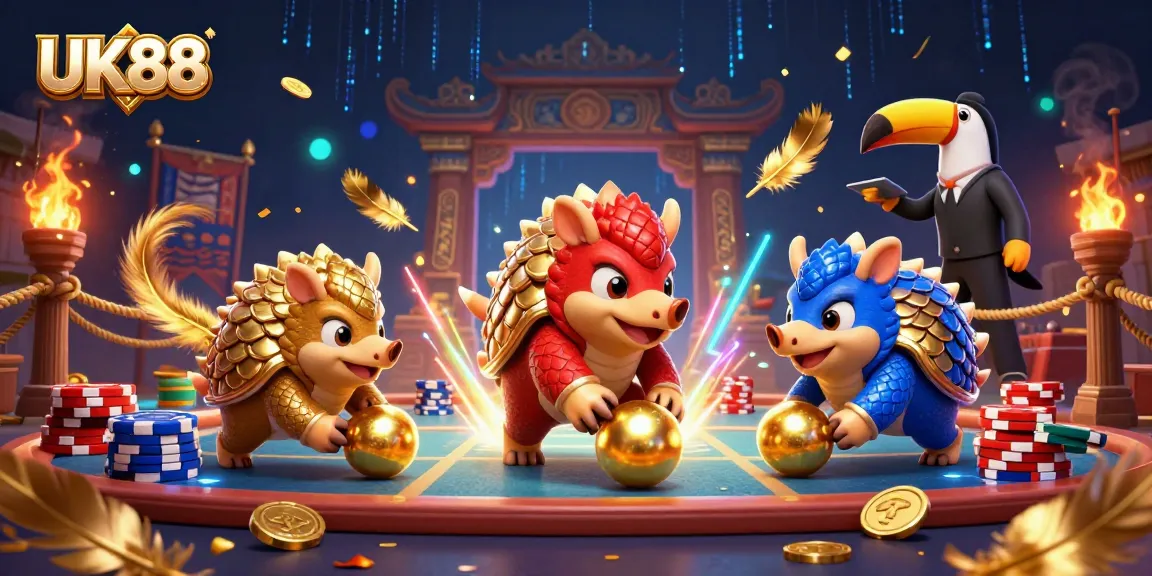 Experience thrilling moments at UK88 with rival pangolins amid golden chips and immersive casino magic.