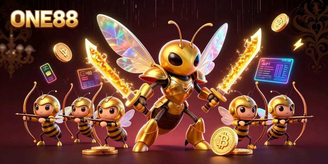 Experience thrilling games at ONE88 with vibrant characters and stunning cryptocurrency elements.